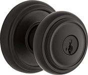 Weiser Wickham Matte Black Entry Door Knob, Exterior Door Knob, Keyed Door Knob, Front Door Knob with SmartKey