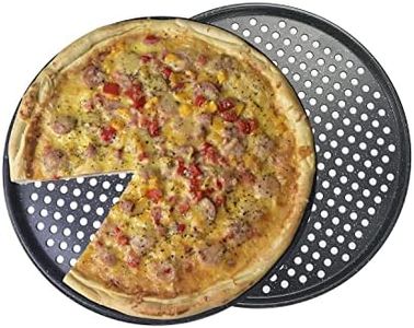 monfish Plateau à pizza 35cm avec perforation - 2 packs de plateau à pizza perforés - Pizza Pan en acier carbone acier - Moule à pizza anti-adhésif
