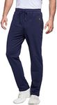 ZOXOZ Mens Tracksuit Bottoms Open Hem Trousers Mens Joggers Slim Fit Cotton Jogging Bottoms Elasticated Waist Zip Pockets Navy Blue L