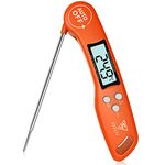 DOQAUS Food Thermometer, Instant Read Meat Thermometers, Digital Cooking Thermometer, Backlight LCD Screen Foldable Long Probe & Auto On/Off, Perfect for Kitchen Cooking, BBQ, Water,Meat, Milk(Orange)