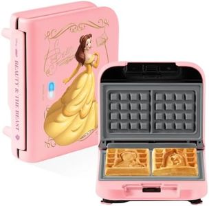 Disney | Dash Belle Storybook Waffle Maker, Mini Waffle Iron, Small Maker for Kids, Beauty and the Beast Kitchen, Stackable Collectible Disney Princess Gift, Pink