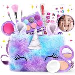 Kids Makeup Kit for Girl with Purple Umicorn Bag - Girls Makeup Kit Age 6-8 - Real, Non Toxic, Washable Makeup for Kids