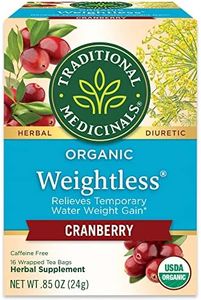 Traditional Medicinals Tea, Organic Weightless, Relieves Temporary Water Weight Gain, Cranberry, 16 Tea Bags