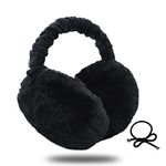 SwirlColor Ear Muffs Earmuffs for Women & Men - Foldable Soft Plush Earmuffs for Winter Cold Weather - Great Choice for Outdoor Cycling Running Skiing, with Black Hair Band 1pcs