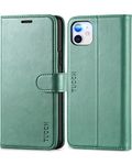 TUCCH Wallet Case for iPhone 11, PU Leather Case for iPhone 11, Credit Card Holder RFID Blocking Kickstand TPU Inner Shockproof Protective Flip Cover Case Compatible with iPhone 11 (6.1 inch) - Myrtle Green