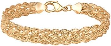 Barzel 18K Gold Plated Strand Braided Herringbone Mesh Bracelet - Made In Brazil