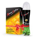 KamaSutra Mango Flavoured Condoms for men Count 10 with Aloe Vera Lube Water Lubricant 50ml