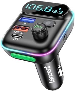 LENCENT FM Transmitter in-Car Adapter, Wireless Bluetooth 5.0 Radio Car Kit,Type-C PD + QC3.0 Fast USB Charger, Hands Free Calling, Mp3 Player Receiver Hi Fi Bass Support U Disk