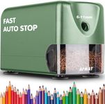 AFMAT Heavy Duty Electric Pencil Sharpener, Auto Stop Classroom Pencil Sharpeners for 6-11mm No.2/Colored Pencils, Standard/Large Pencils, Fast Sharpen in 3s, Sharp Point, Green