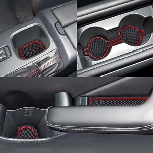 Auprite Anti Dust Mats for Toyota 86 Subaru BRZ Scion FR-S 2022 2023,Custom fit Cup Holder Liners Mats Door Pocket Center Console Liners (Red/6Pcs)