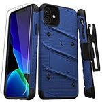 Zizo Bolt Cover - Case for iPhone 11 with Military Grade + Glass Screen Protector & Kickstand and Holster (Blue/Black)
