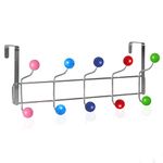 Over Door Hanger for Clothes Hanging | Heavy Duty Over Door Hooks for Bedrooms Bathroom Door | 10 Hooks Stainless Steel Over Door Storage Hooks Hanger for Coat, Towel, Robe, Purse, Keys | Multicolor