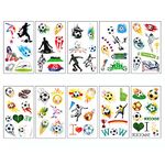 10pcs Football Temporary Tattoos for Kids,Football Transfer Tattoos Kids Tattoos Set,Waterproof Fake Tattoos Football Stickers for Adults Boys Girls Football Fans World Cup,European Cup Face Tattoos