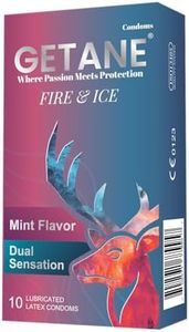 GETANE Fire&Ice Lubricated Condoms, Comfortable and Intensified Lubricant Condoms for Men, Premium Natural Latex, 10 Count Pack