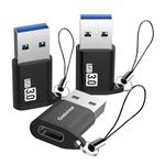 USB 3.0 to USB C Adapter, 3 Pack USB Type-C Female to USB A Male 5G bps Data Sync Adapter with Lanyard, USB A to USB C Converter for Phone/Laptop/Car/Power Bank/Hubs/Headphone/Mic/Sound Card, ect