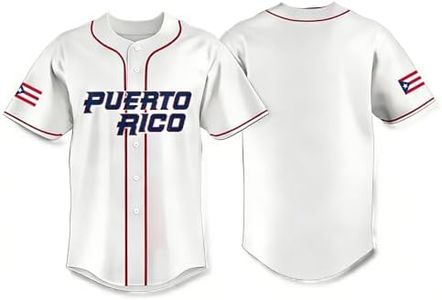 Puerto Rico Baseball Jersey 90s Short Sleeve Button Down Mesh Baseball Shirt Men Women (US, Alpha, XX-Large, Regular, Regular, Red)