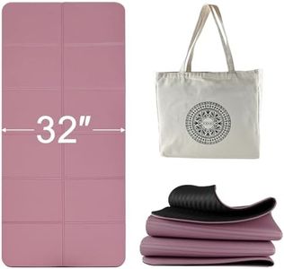 iodoo Foldable Yoga Mat 72" L x 32" W x 0.32 Inch Extra Thicked and Wided, Folding Yoga Mat for Travel with Canvas Carrying Bag, Non-Slip TPE Exercise Pilates Mat (Black-Pink)