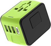 Universal Travel Adapter All-in-One International Power Adapter Charger for AU, US, UK, EU, 150 Countries (Green)…
