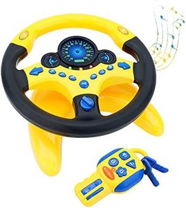 deAO Kids Steering Wheel for Backseat Pretend Driving Simulated Driving Steering Wheel Toy with Light and Music Gifts for Kids