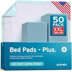AYDMED Premium Disposable Bed Pads 36" x 36" 50 Pack | Incontinence Chucks | Extra Large Pee Pads for Adults | Heavy Duty Ultra Absorbent | Baby Changing Pads