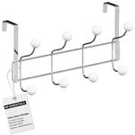 Over Door Hook for Clothes Hanging, Stainless Steel Over Door Hanger for Bedroom Bathroom Storage - Heavy Duty Over Door Storage Coat Rack for Towel, Purse, Robe, Keys - Over The Door Hanger 8 Hooks