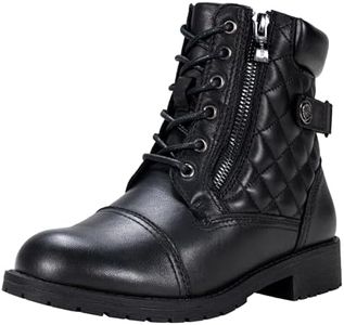 Vepose Women's Leather Ankle Boots, Combat Boots Low Heel, 927L - Black, Size 11 US - Comfort Warm Design (CJY927L Black 11)