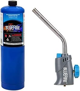 BLUEFIRE Trigger Start Welding Blow Torch Head with Propane Gas Kit,Extend 1.5" Tube Piezo Self Ignition Nozzle Fuel by MAPP MAP PRO Propane Gas Handheld Cylinder Soldering Brazing Triple-Point Flame