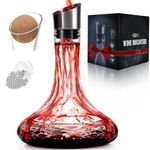 Wine Decanter Built-in Aerator Pourer, Wine Carafe with Aerator,Cleaning Beads and Cork Ball,100% Lead-Free Crystal Glass Red Wine Aerator, Wine Gift for Men, Wine Accessories, 50 oz