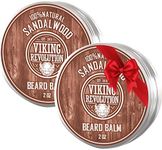 Viking Revolution Sandalwood Beard Balm - Beard Butter with Argan Oil, Beard Softener for Men with Jojoba Oil - Beard Moisturizer for Men with Beeswax - Beard Wax for Men (2oz, 2 Pack)