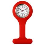 Nurse Watch for Women and Men Pin-on Brooch Hanging Lapel Watch Red Silicone Jelly Cover Round Stethoscope Badge Doctors Paramedic Medical Fob Pocket Watch