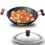 Hawkins Futura 2.5 Litre Deep Fry Pan, Hard Anodised Kadai with Stainless Steel Lid, Flat Bottom Kadhai, Black (AD25S)