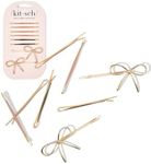 Kitsch Metal Hair Bobby Pins, 8 Count Barrettes for Women, Enamel Puffy & Bow Hair Pins, Hair Accessories & Bun Hair Clips for Girls, Use to Clip Ballet Hair Net, Great for All Hair Types, Rosewood