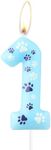 Blue Dog Paw Number Birthday Candle