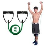 SLOVIC Resistance Tube (1 Year Warranty) with 30+ Exercise E-Guide & Foam Handle, Suitable for Home and Gym for Men and Women, Multipurpose Resistance Tube Band (Green = 20kg)