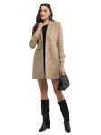 PRO-TEX Women Solid Winter Wear Double Breasted Woolen Overcoat Brown XL