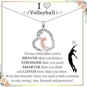 ACOGVN Volleyball Gifts Necklace for Teen Girl Women, Volleyball Senior Night Gifts for Volleyball Players Lovers Team Coach, Volleyball Heart Pendent Sport Necklace for Girl Women