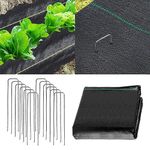 3.3x33ft Wide Weed Barrier Landscaping Fabric Ground Cover Membrane Heavy Duty Non Woven Matting with 12 Pegs for Garden Control Barrier Landscape Driveway Weed Block (1x10M)