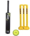 GRS Kids Zone Heavy Grade Strong Plastic Cricket Bat with Wicket Set & 1 Tennis Ball for Kids (Size 3, Age 6-10 Year Old Kids), Strong Plastic