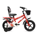 XCi Teddy 14T Red, Single Speed Steel Frame Cycle, with Front Basket, Back Rest and Rear Carrier, Ideal for 4-6 Years Unisex