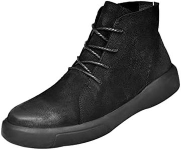 AngryMonkey Men's Leather Casual Chelsea Boots,Comfort High-top Non-slip Business Oxford Work Travel Chukka Ankle Booties (12.5,black)