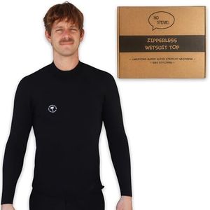 Ho Stevie! Surfing 2mm Wetsuit Zipperless Top - Easy Pullover Design - Stays in Place with Boardshorts Tie Loop (Black, XS (Extra Small))