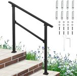 GAOMON Handrails for Outdoor Steps, 3 Step Handrail Fit 2 or 3 Steps Outdoor Stair Railing, Metal Porch Railing, Deck Handrail, Aluminium Alloy Hand Rails kit for Concrete, Porch Steps