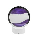 Moving Sand Art Picture with Light 3D Deep Sea Motion Display Table Lamp Flowing Sand Painting Night Light Home Office Desk Lamp Decor Hourglass Decoration (PURPLE)