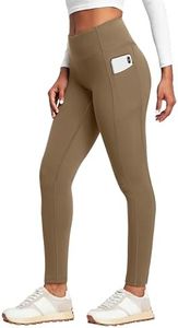 Heathyoga Fleece Lined Leggings with Pockets for Women Thermal Leggings Warm Leggings Women Winter High Waisted Yoga Pants Khaki