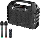 Hotec Wireless Bluetooth Portable PA Speaker System, Powerful Bluetooth Karaoke Machine with Dual Wireless Microphones for Karaoke, Wedding, Party, Teaching, Lecture, Church, Outdoor Indoor Activities