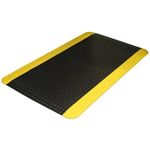 Durable Vinyl Diamond-DEK Sponge Industrial Anti-Fatigue Floor Mat, 3' x 5', Black with Yellow Border