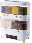 Matiko Rice Dispenser, Rice and Food Container Storage 10 kg, Grains and Dry Food Dispenser with Airtight Lid and Measuring Cup, Suitable for Rice, Grains and Coffee (2 Layers rice dispenser)