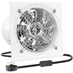 HG Power 200mm Kitchen Exhaust Fan 980m³/h Stainless Steel Ventilation Fan with UK Plug Low Noise Extractor with Backdraft Damper for Home Bathroom Garage, White