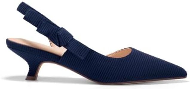 Coutgo Womens Slingback Kitten Heels Pointed Toe D’orsay Bow Dress Shoes