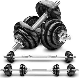 RE:SPORT Kit d'haltères 2-en-1 20 kg | Ensemble modulable d'haltères en fonte | Haltères longs et courts | Fermetures en étoile et tuyau de raccordement